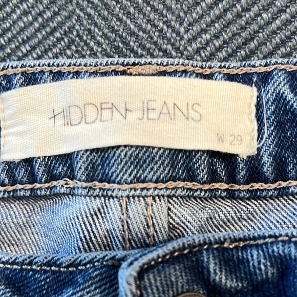 Hidden Jeans Two tone cropped denim jeans with fringe - Picture 3 of 5